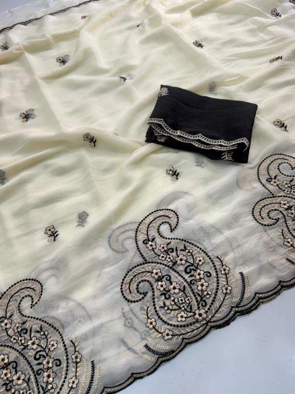 Vastrangan multi emrodairy work saree in bulk